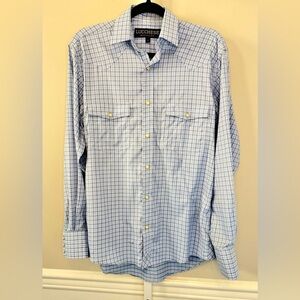 Lucchese Blue Plaid Button Down Shirt Western Pearl Snap Buttons Mens S